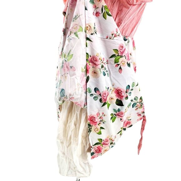 PatPat Adult Small Dress Pink Mosaic Flutter Sleeve Rose PInk Floral Mommy & Me - Picture 6 of 13